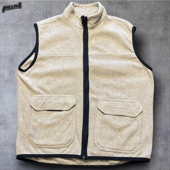 Gap Vest Mens XL Tan Fleece Zip Front Two Pocket Outdoor Layer Made Korea 90s - Picture 1 of 11